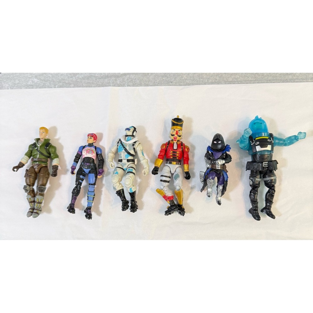 Fortnite Action Figure Lot of 6 Crackshot Slurp Bandolette Raven 4 Inch Figures
